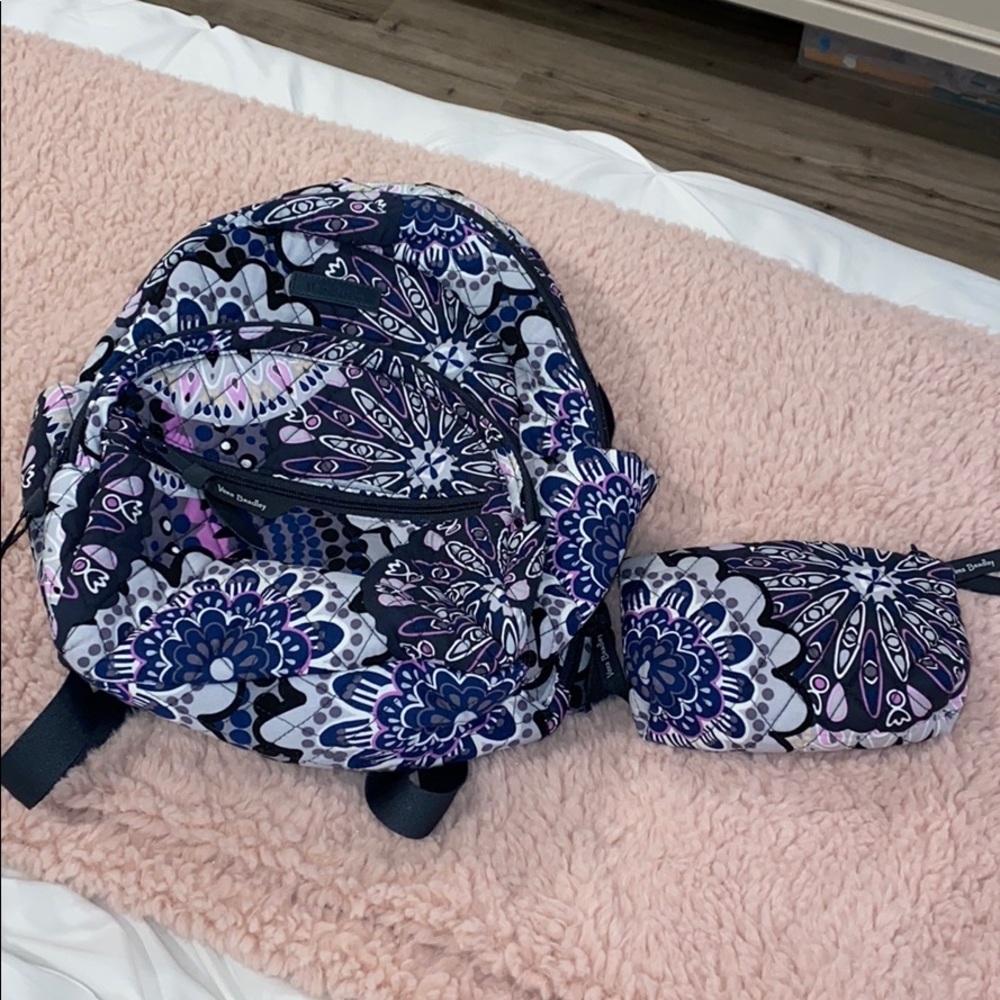 Vera Bradley mini backpack and makeup case